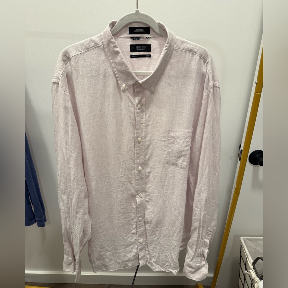 Nordstrom Light Pink Casual Linen Button Down Shirt